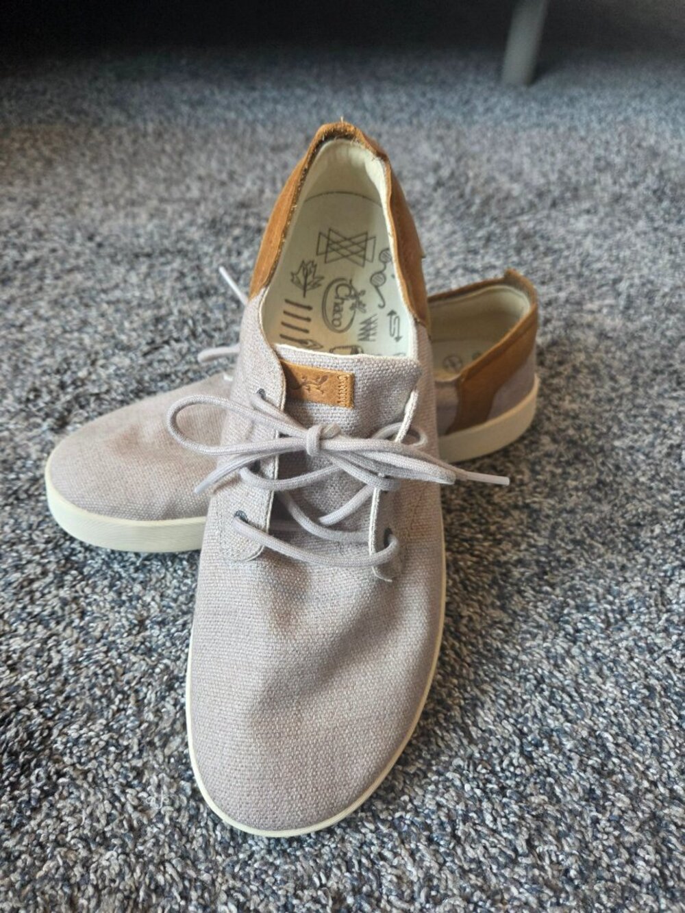 Chaco Davis Lace Up Brown Canvas Casual Shoes Men's 9